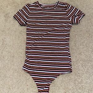 striped body suit from hollister